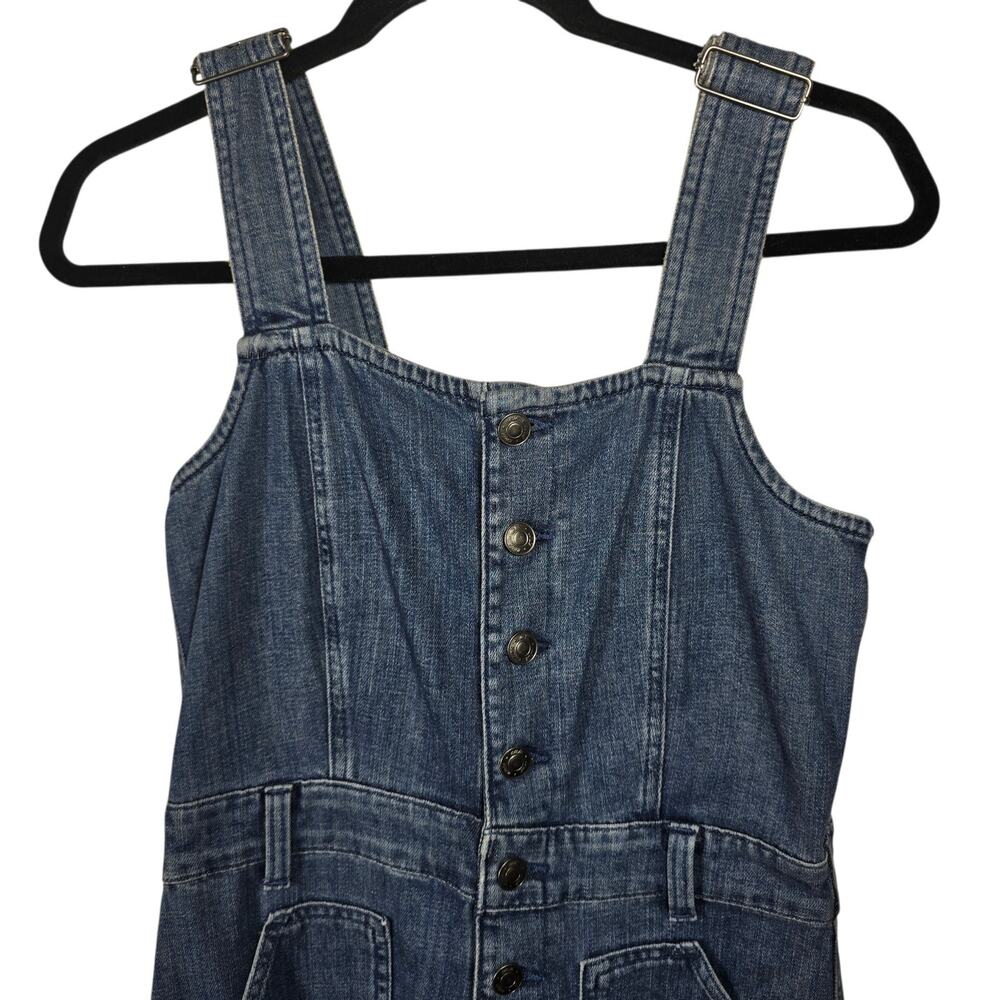 Aerie Denim Kick Flare Overalls Jumpsuit S Blue Wide Leg Adjustable Straps - Picture 3 of 16